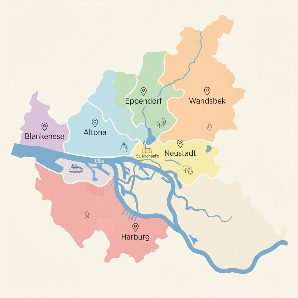 Hamburg Districts Map - Local SEO Services for Wandsbek, Eppendorf, Altona, Harburg, and more
